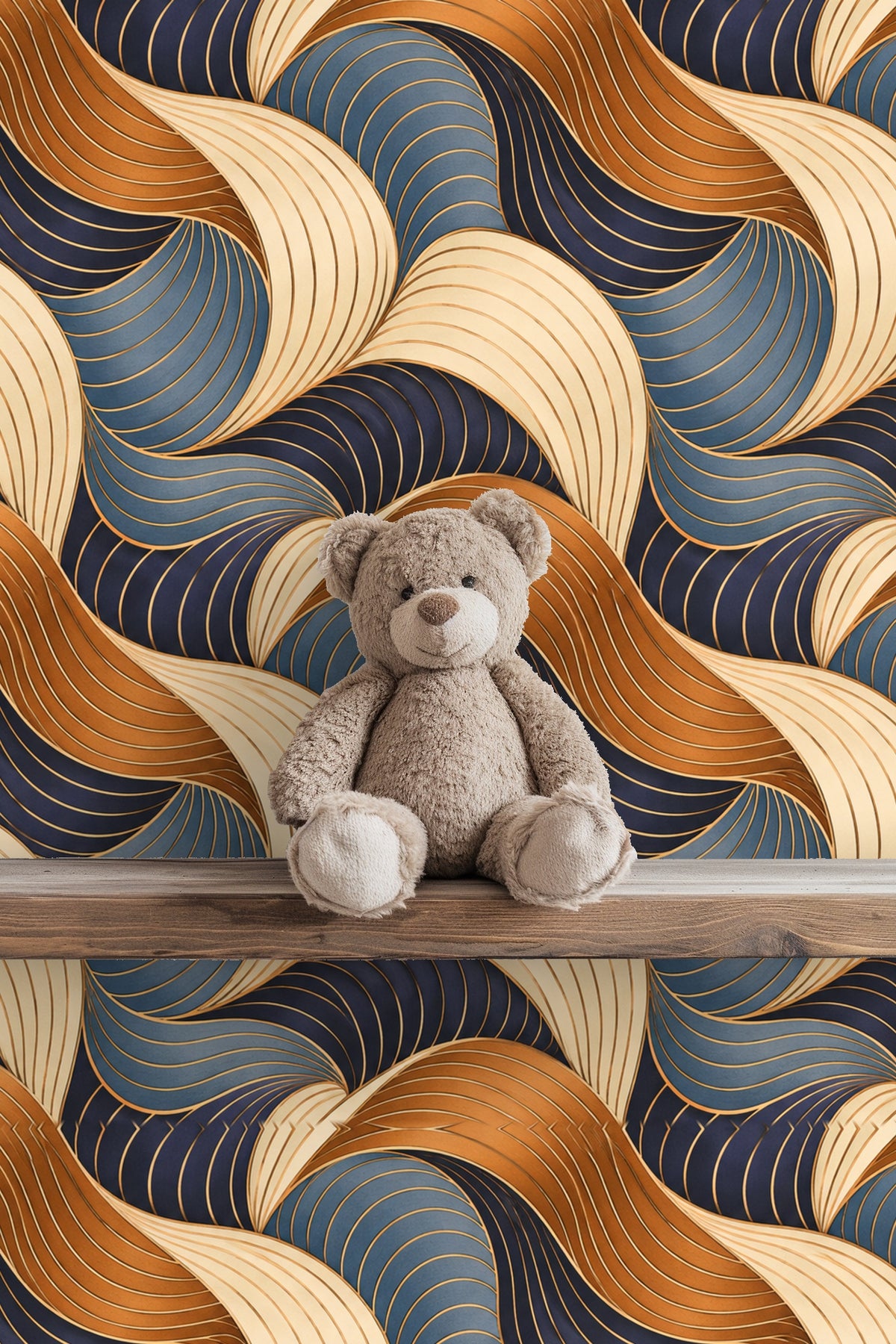 Ambience created by Copper Comb Interlock wallpaper in a neutral furnished room