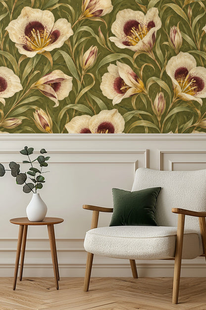 Full wallpaper repeat showing floral composition