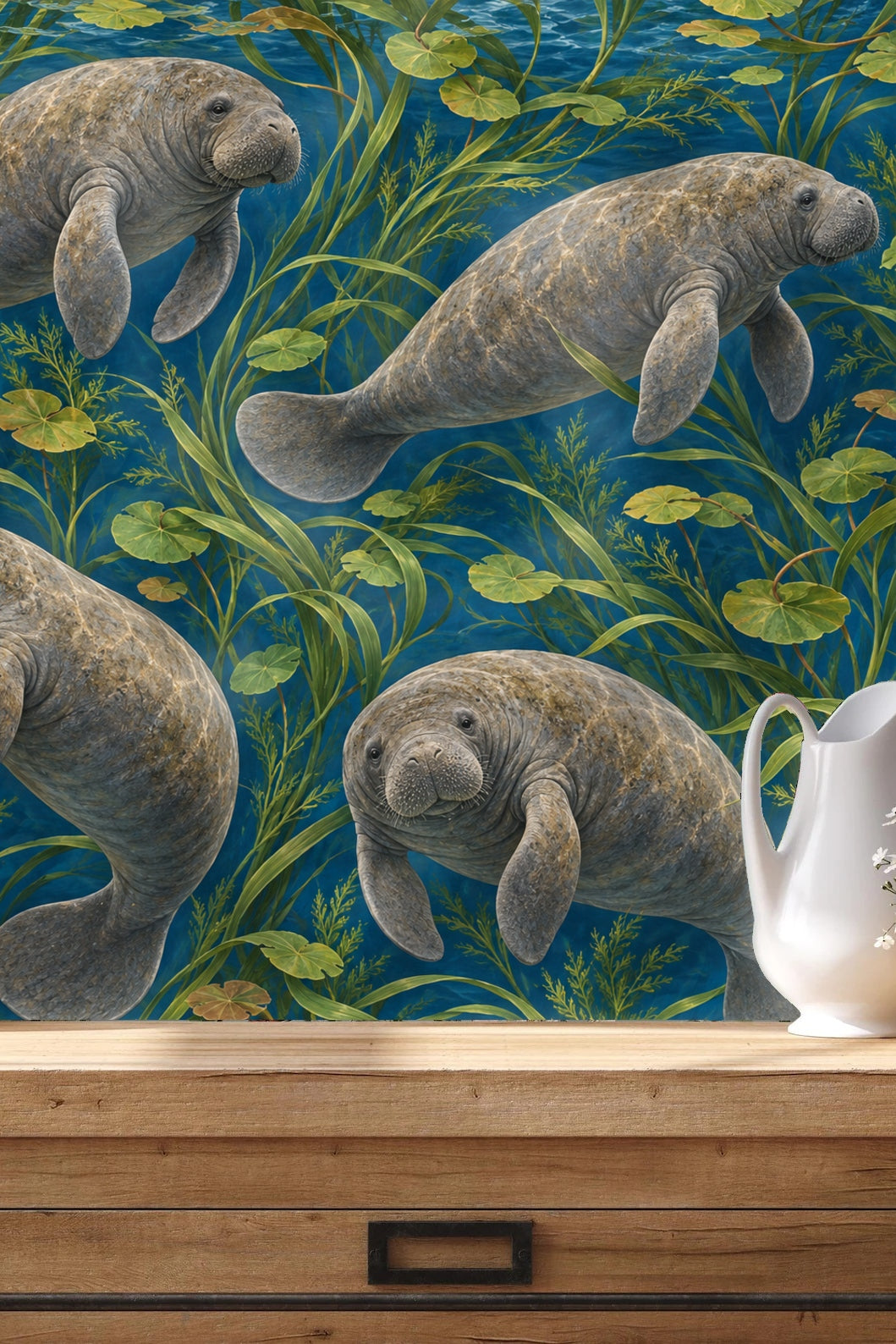 Lagoon Dweller Wallpaper wallpaper shown in an interior setting