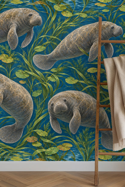 Lagoon Dweller Wallpaper wallpaper shown in an interior setting