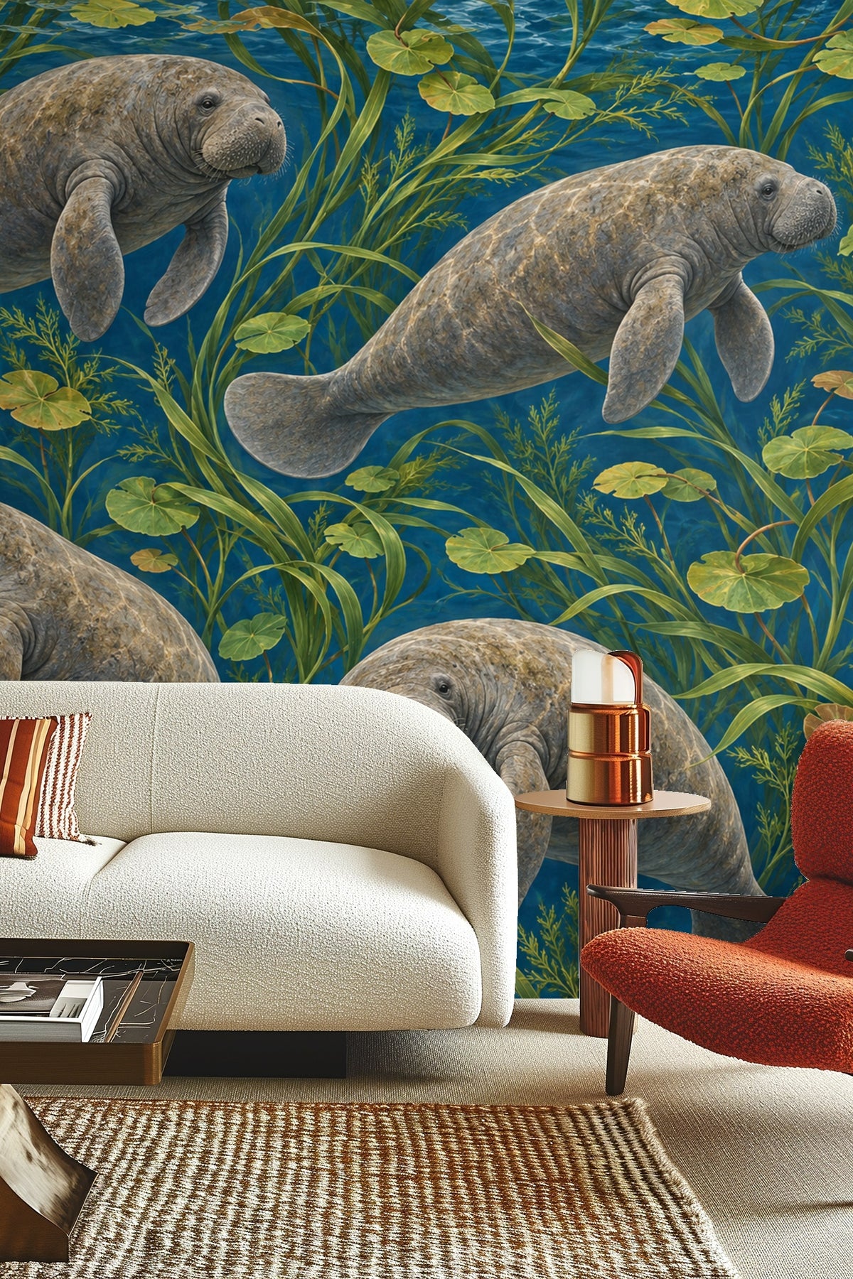 Lagoon Dweller Wallpaper wallpaper shown in an interior setting