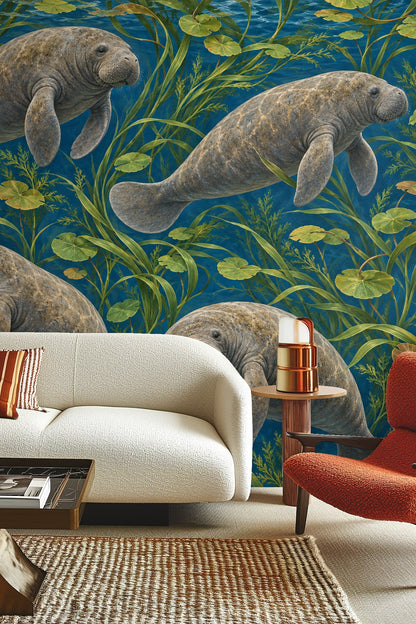 Lagoon Dweller Wallpaper wallpaper shown in an interior setting