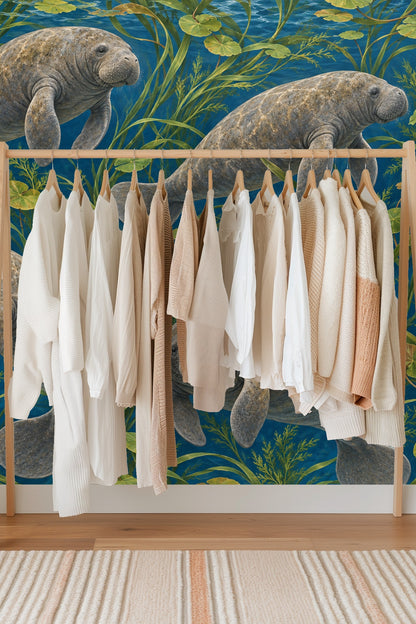 Lagoon Dweller Wallpaper wallpaper shown in an interior setting