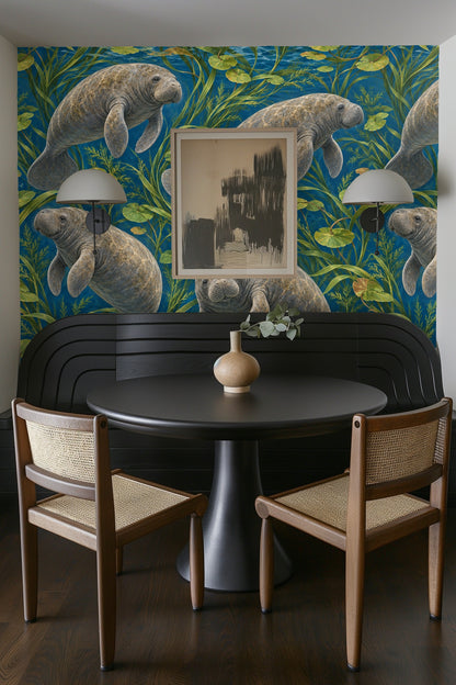 Lagoon Dweller Wallpaper wallpaper shown in an interior setting