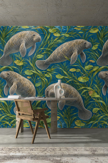 Lagoon Dweller Wallpaper wallpaper shown in an interior setting