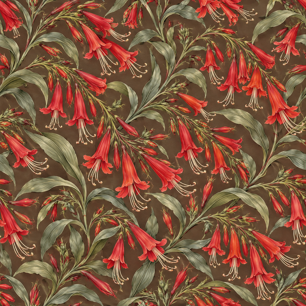 Lobelia Flame Pattern wallpaper shown in an interior setting