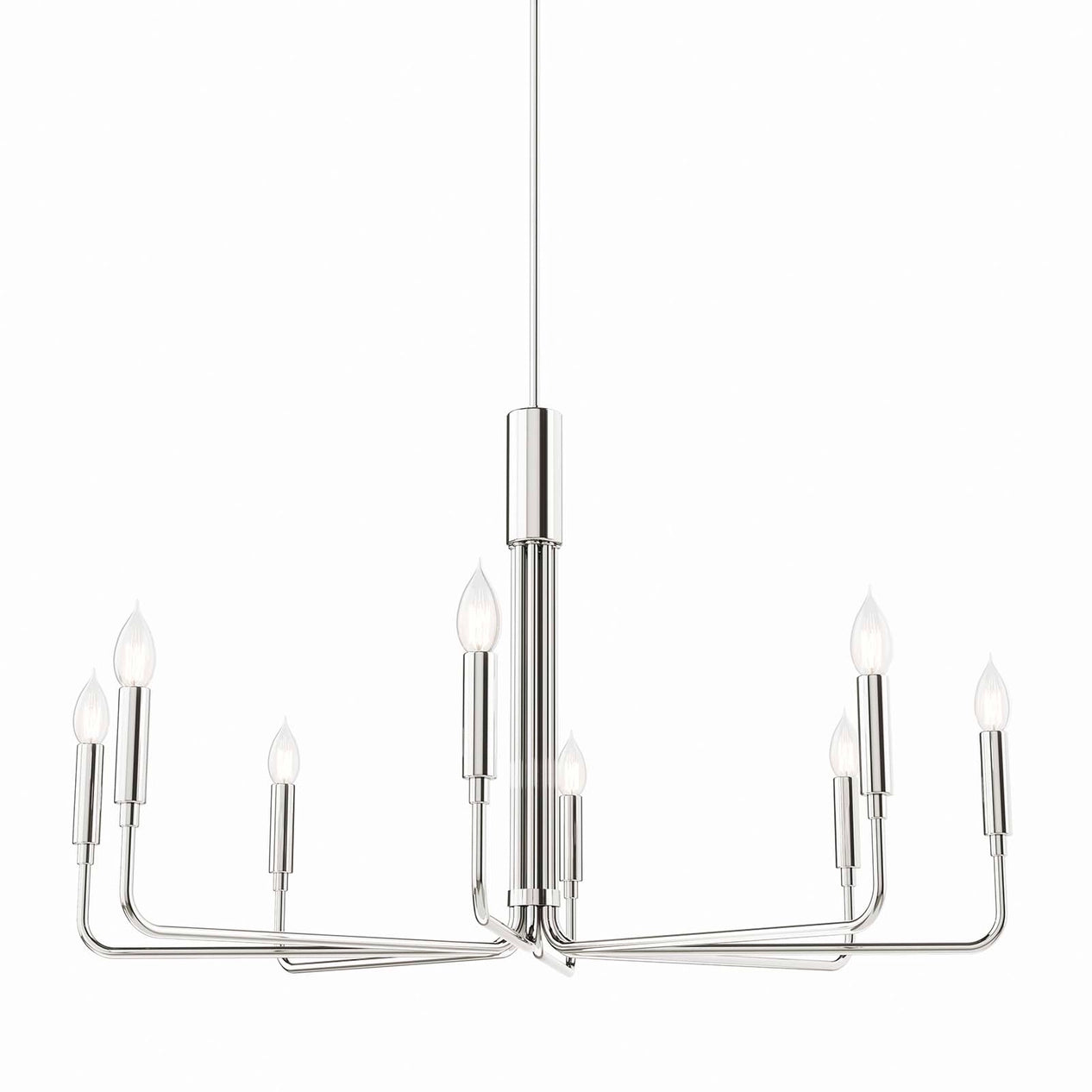 Polished Nickel Revival chandelier, 8-light entryway and dining room light