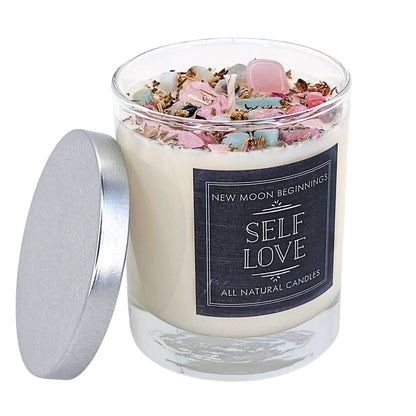 Self Love Candle - Dried Flower, Herb, & Crystal Candles by New Moon Beginnings — view 4