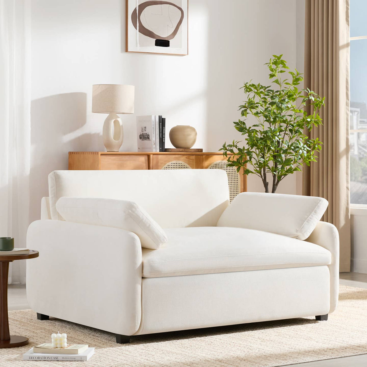 Oversized Chenille Accent Chair with Pillows 4 Colors by 39F INC CANADA — view 2