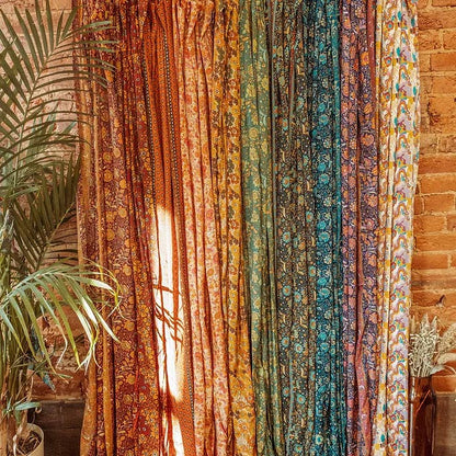 Silk Curtain Panels, Bohemian Home Decor, Boho Style Home by Gardenbelle Shop — view 2