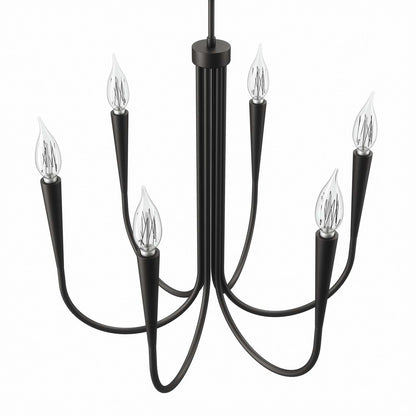 Lustre à 6 lumières en arc d'obsidienne
