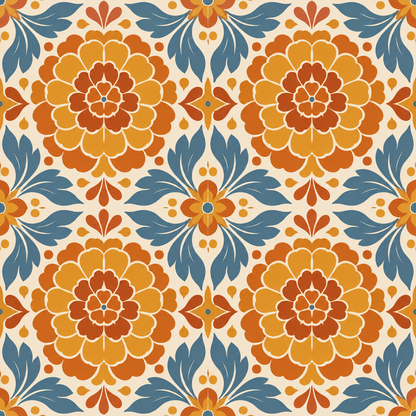 Room snapshot emphasizing the bright, warm color story and graphic balance of the wallpaper