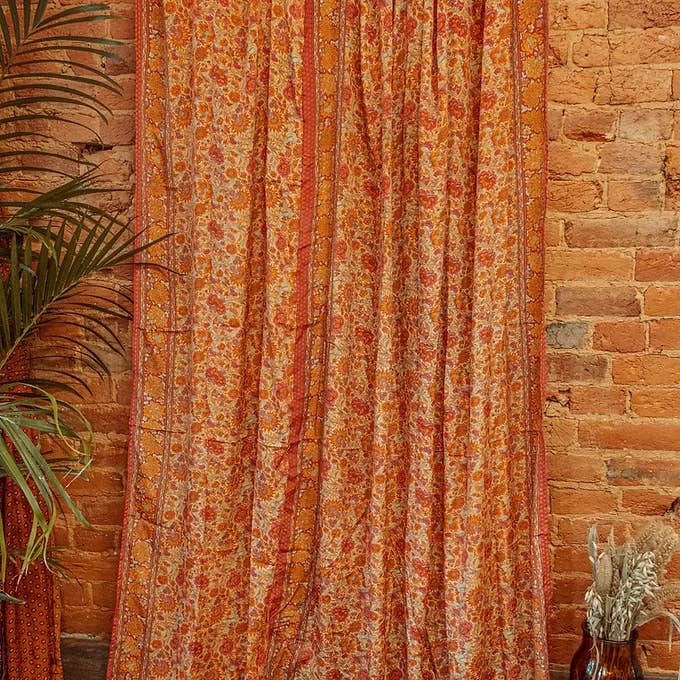 Silk Curtain Panels, Bohemian Home Decor, Boho Style Home by Gardenbelle Shop — view 4