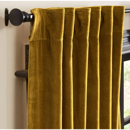 Stella Plush Cotton Velvet Curtain, Lined, Chartreuse Green by ELLORA CASA by India's Heritage — view 2