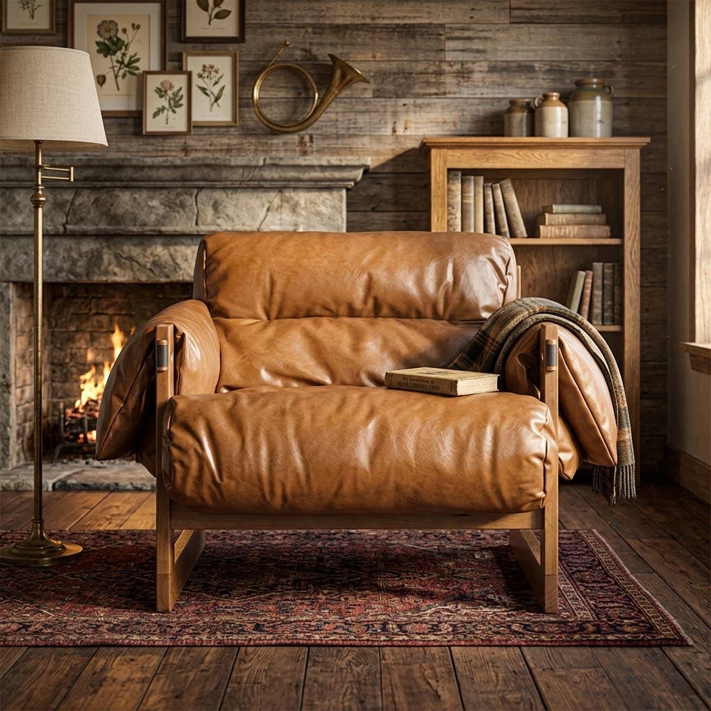Retro Leisure Lounge Chair W/H Removable Armrests &Cushion by EP Design Lab — view 2