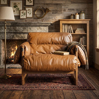 Retro Leisure Lounge Chair W/H Removable Armrests &Cushion by EP Design Lab — view 2