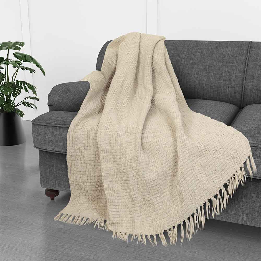 Kathy Ireland Oversized Chenille Fringed Basket Throw by Bed Bath Fashions — view 26