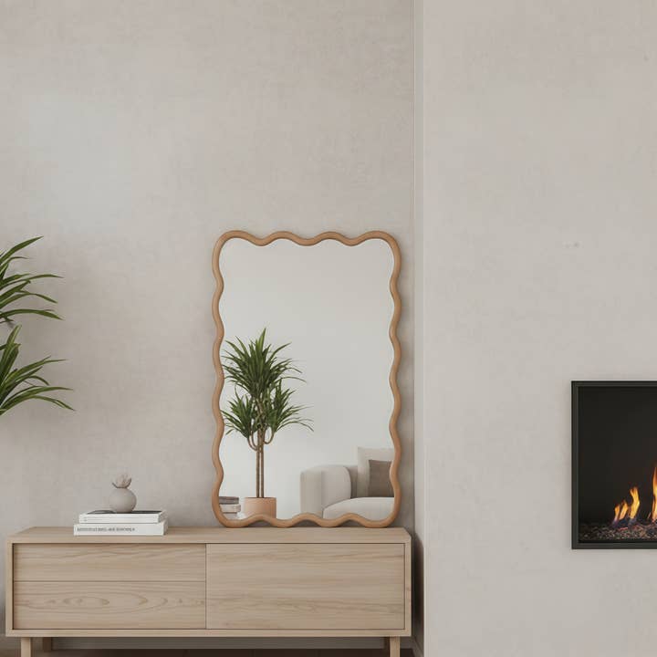 20 X 30-Inch Wavy Solid Wood Frame Wall Mirror, 5 Finishes by VTNG50 — view 4