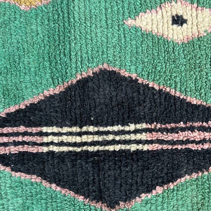 Green Beni Ourain Rug, Wool Rug , Handmade Moroccan Rugs