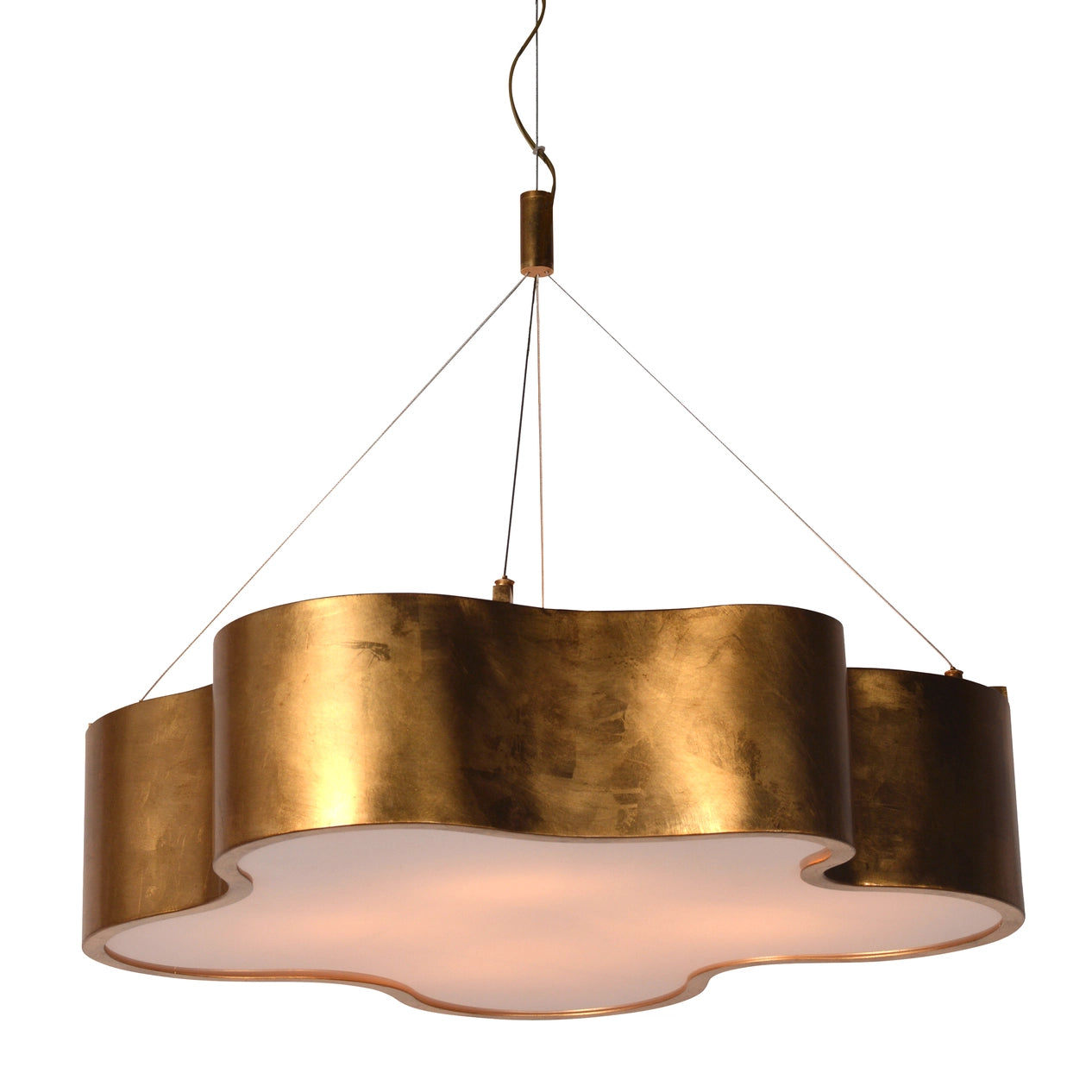 Cloudwave pendant ceiling light, Art Deco gold glass sculptural fixture