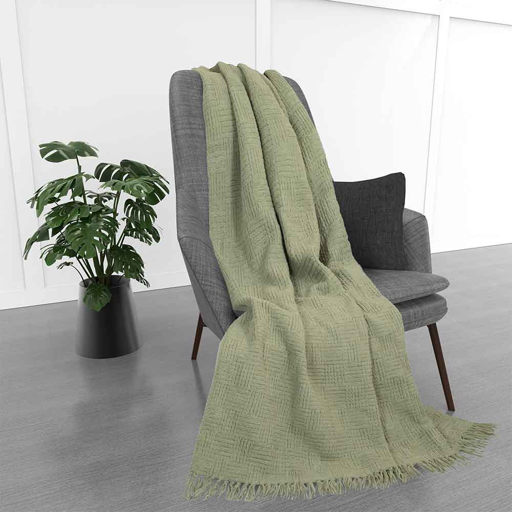 Kathy Ireland Oversized Chenille Fringed Basket Throw by Bed Bath Fashions — view 20