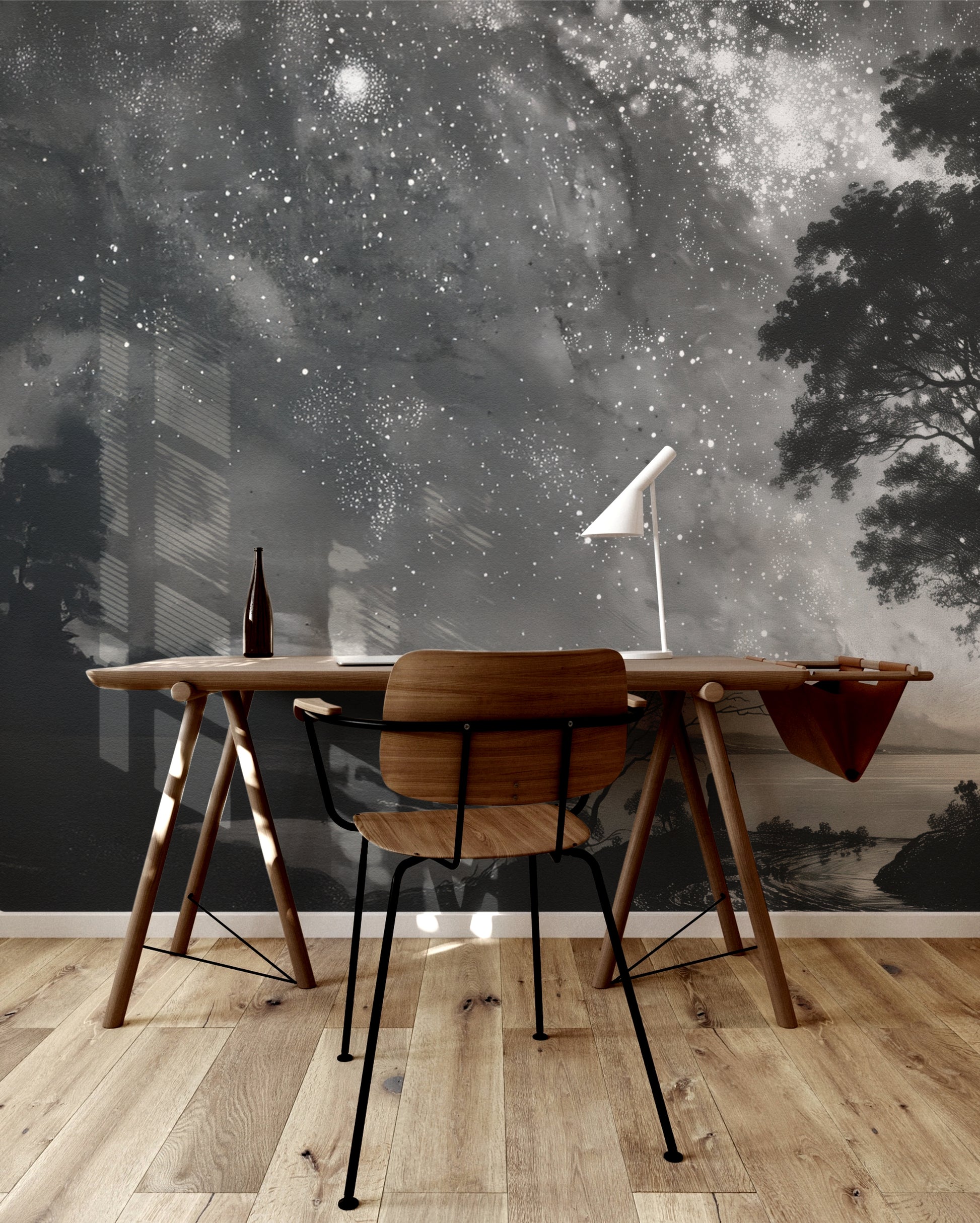 Midnight Sky Harmony deep navy starry night peel and stick wallpaper