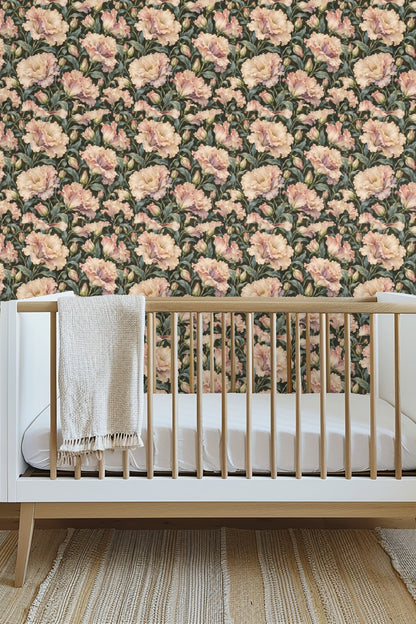 Partial view of large lisianthus flowers with soft pink and cream shading