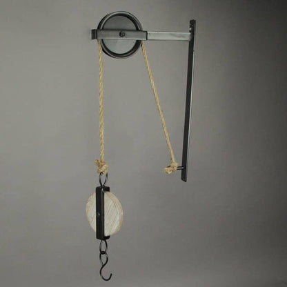 Metal and Wood Pulley and Hook Plant Hanger