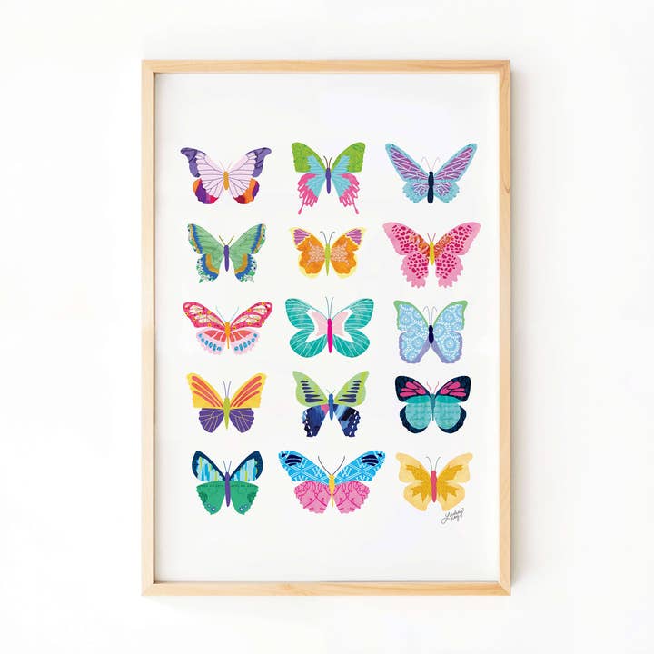 Colorful Butterflies Collage - Art Print by Lindsey Kay Collective — view 2