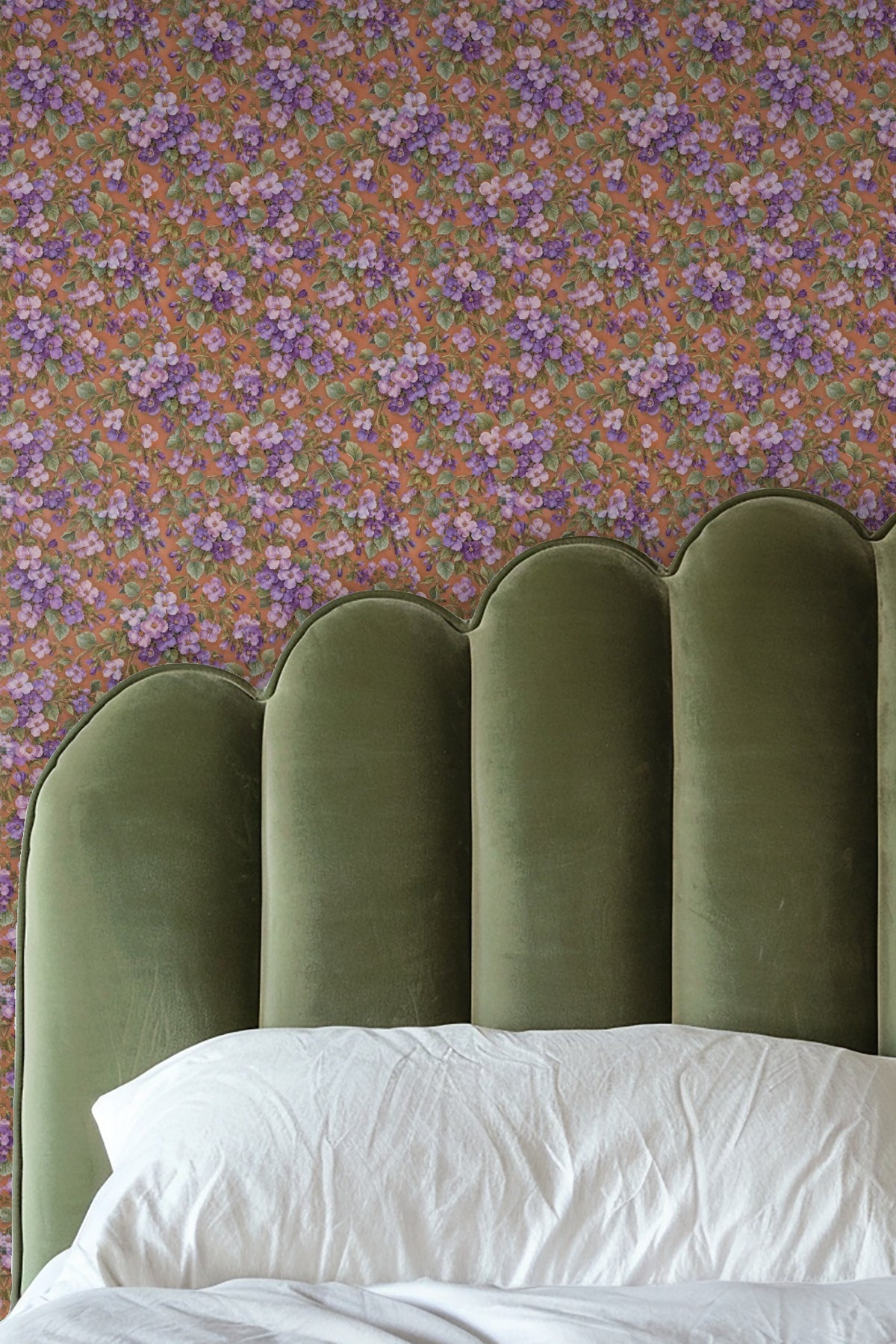 Subtle shading on terracotta background enhancing flower clusters