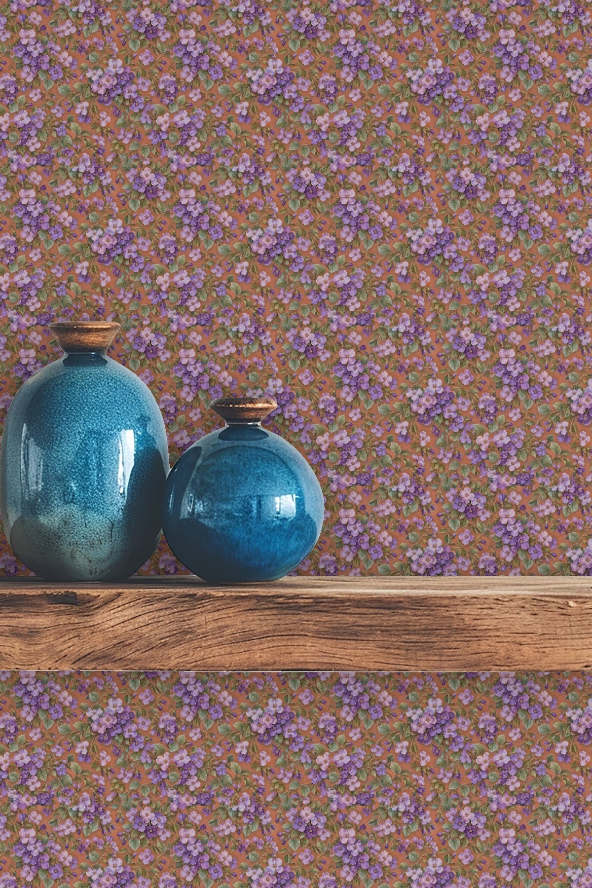 Soft painterly textures of leaves and petals creating natural flow across wallpaper