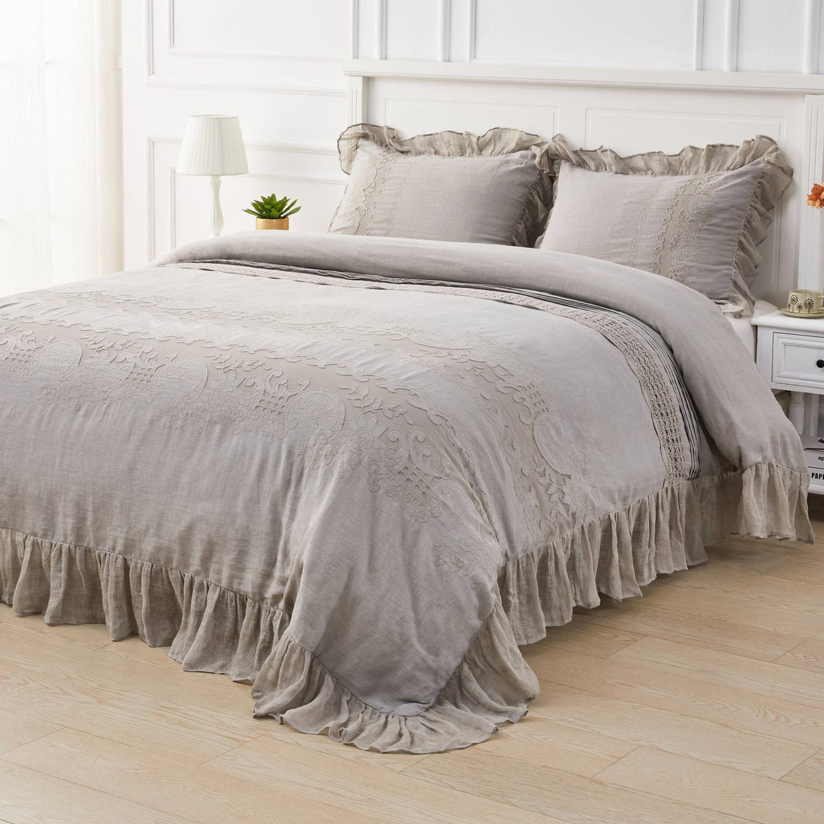 Tabitha Linen Duvet Cover Set by Mélange Home — view 37