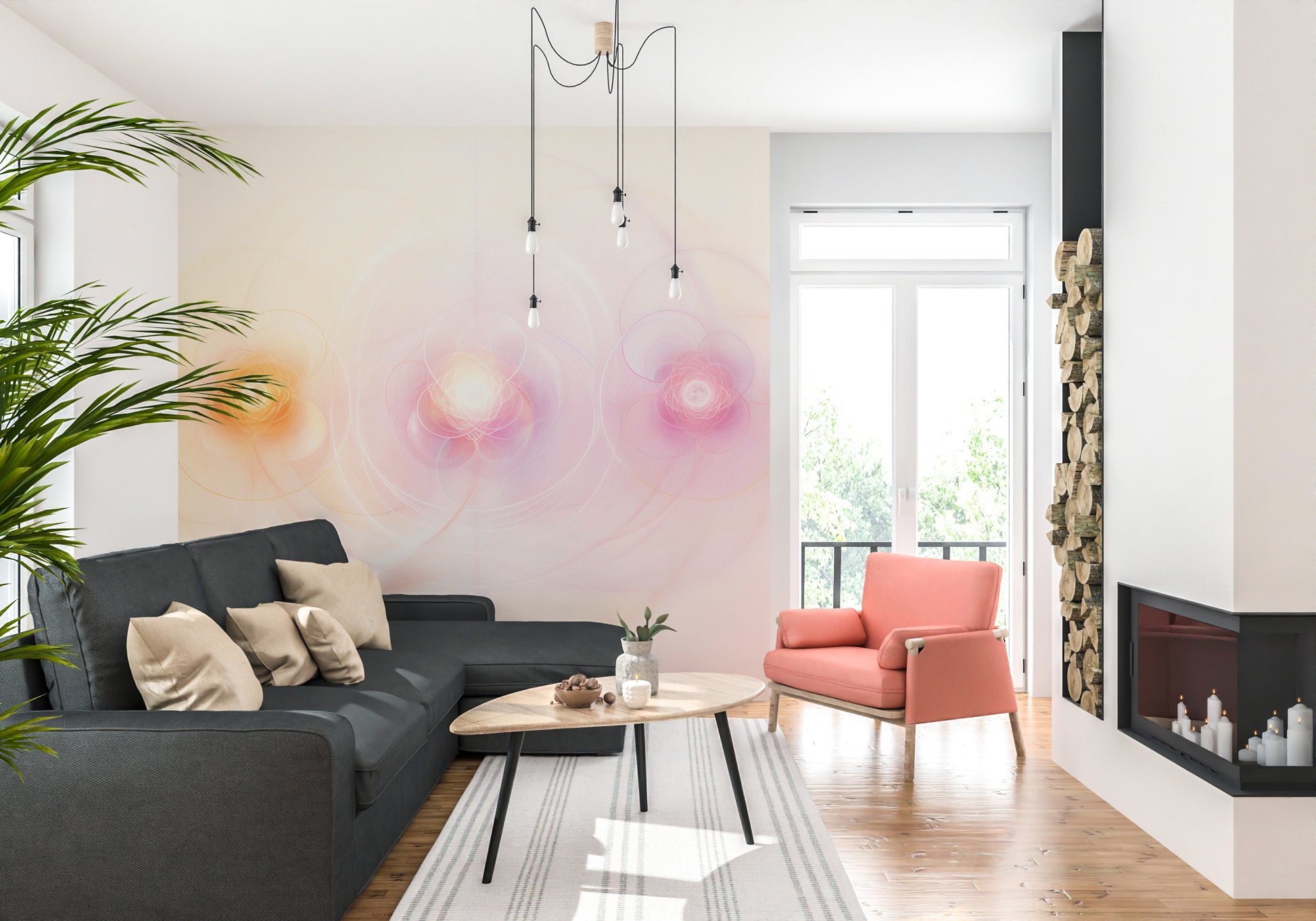 Radiant Petal Glow Sprites pink ethereal floral removable wallpaper