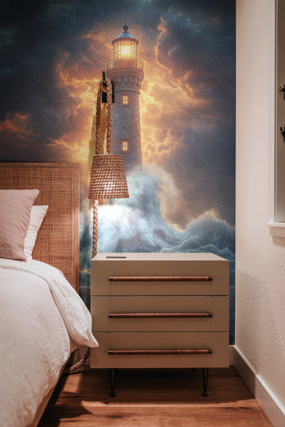 Phare éclairé par la tempête