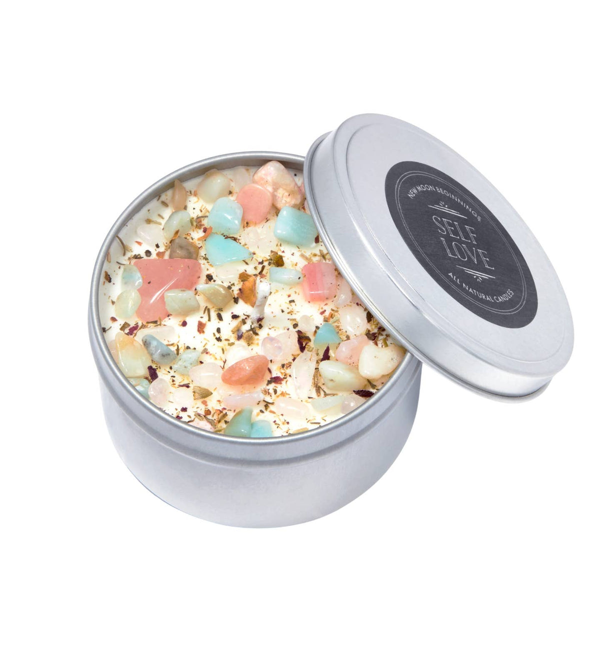 Self Love Candle - Dried Flower, Herb, & Crystal Candles by New Moon Beginnings — view 3