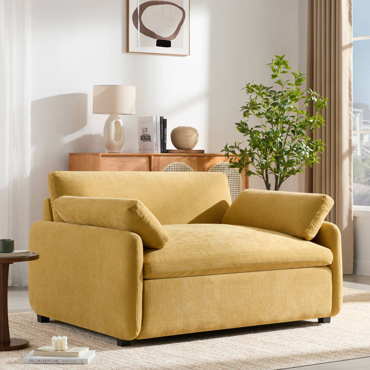 Oversized Chenille Accent Chair with Pillows 4 Colors by 39F INC CANADA