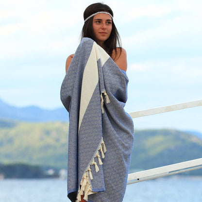 Astrea Turkish Cotton Peshtemal Beach Towel by East'N Blue