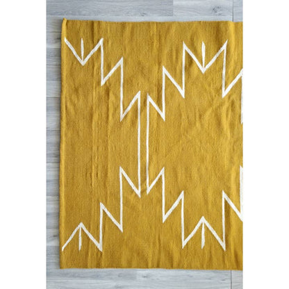Mustard Cleo Handwoven Rug | Yellow Base