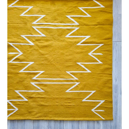 Mustard Cleo Handwoven Rug | Yellow Base