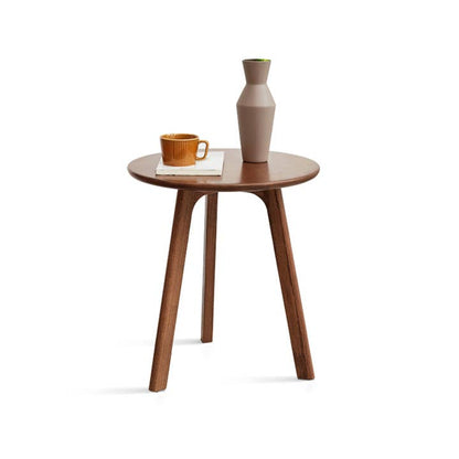 Mid-Century Round Wooden Side Table with Tapered Legs