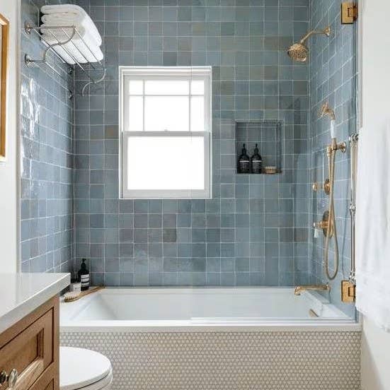 Moroccan Zellige 4''x4'' Tile in Powder Blue by Moroccan Mosaic
