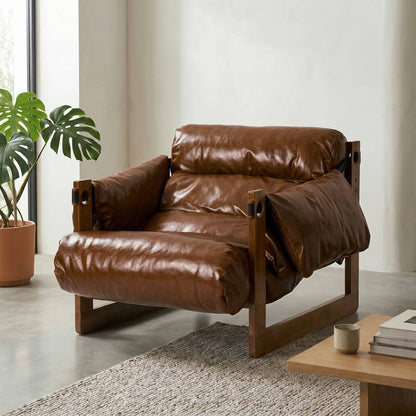 Retro Leisure Lounge Chair W/H Removable Armrests &Cushion by EP Design Lab — view 4