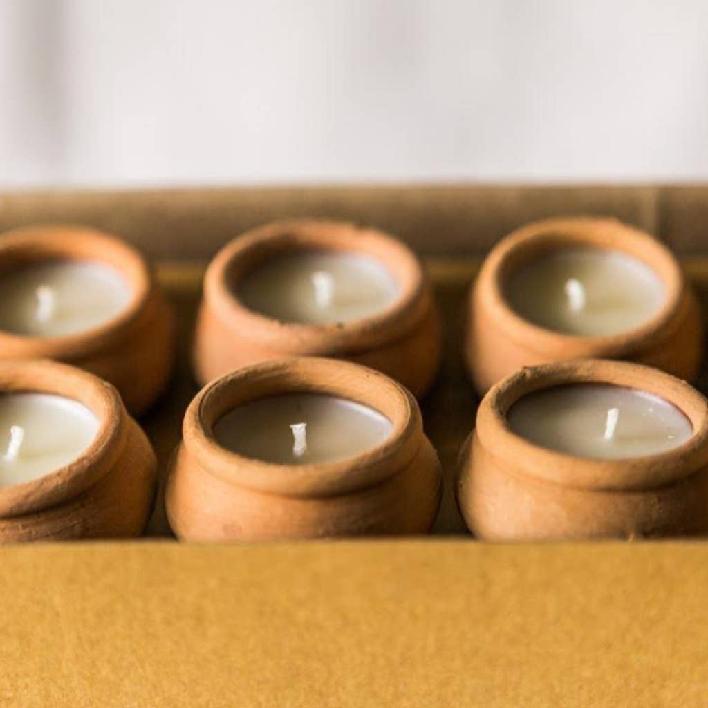 Handmade Terracotta Beeswax Tea Light Candles - Box of 10 by Dalit Goods Co — view 7
