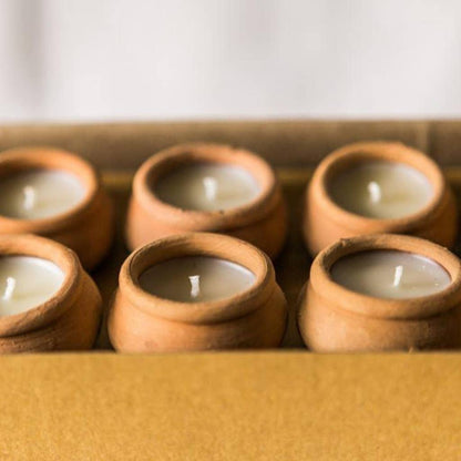 Handmade Terracotta Beeswax Tea Light Candles - Box of 10 by Dalit Goods Co — view 7