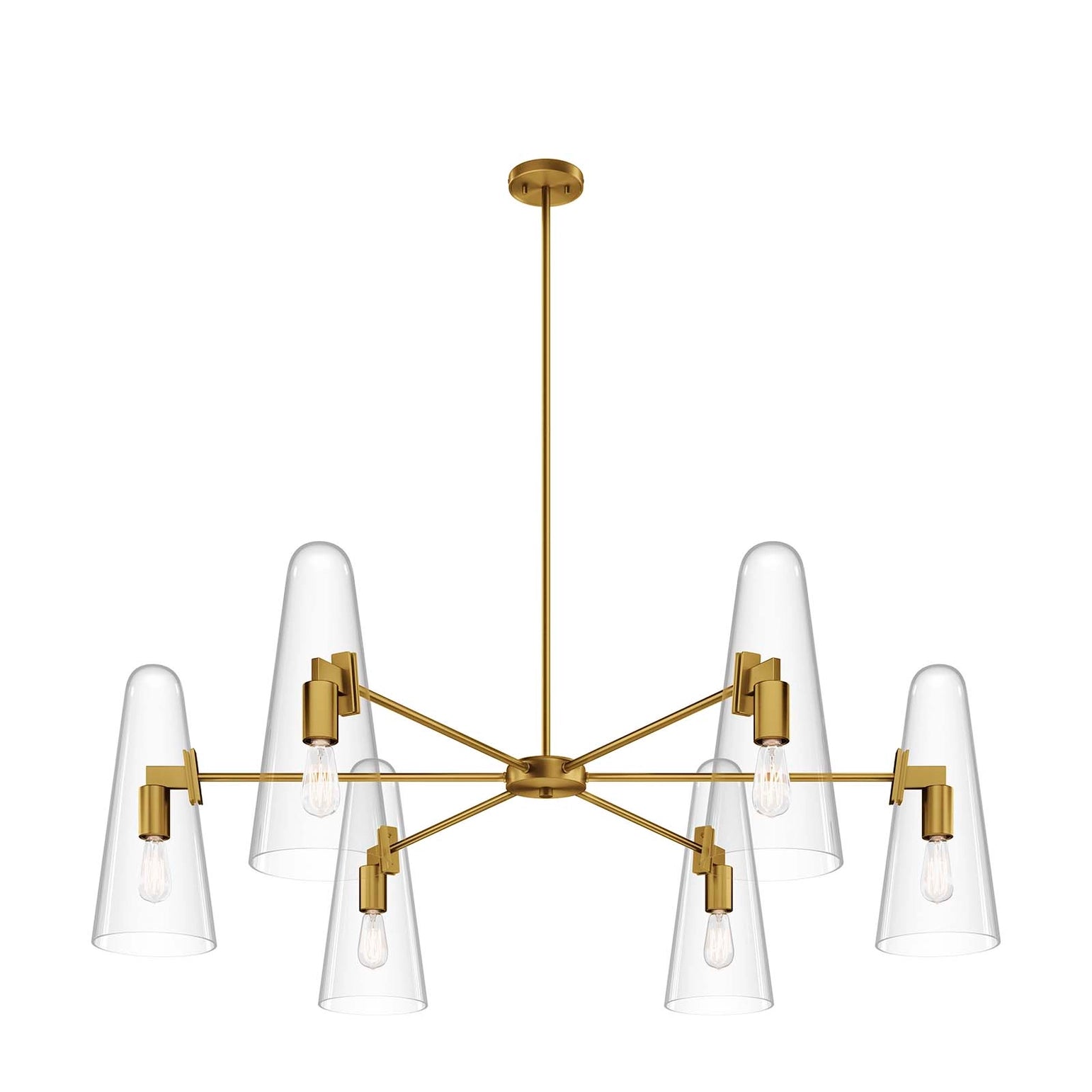 Gold Stellar chandelier, 6-light glamorous gold dining room fixture