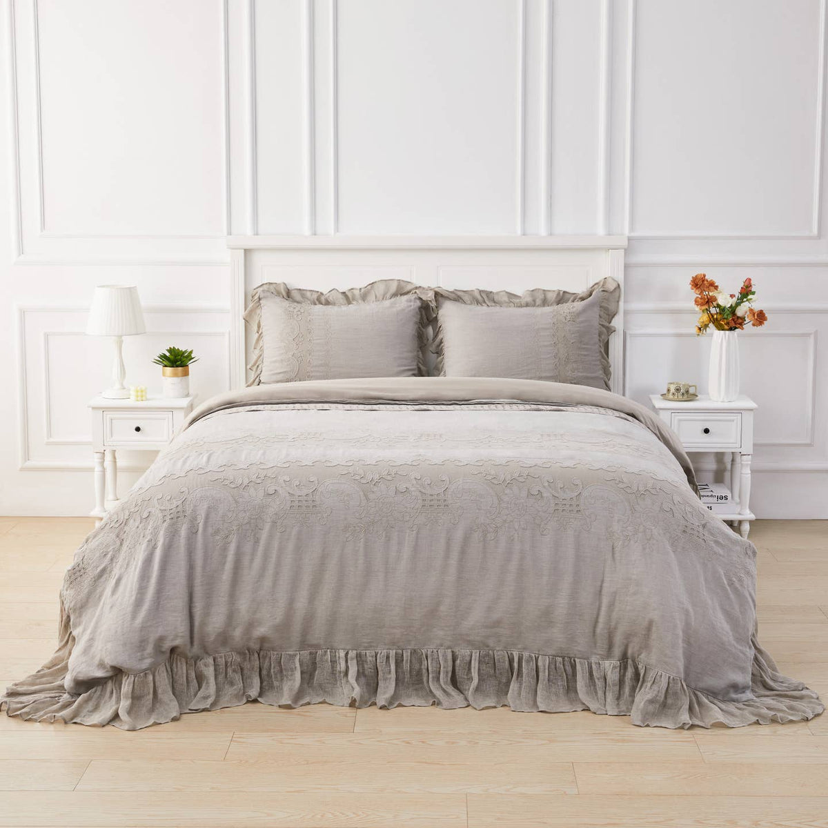 Tabitha Linen Duvet Cover Set by Mélange Home — view 36
