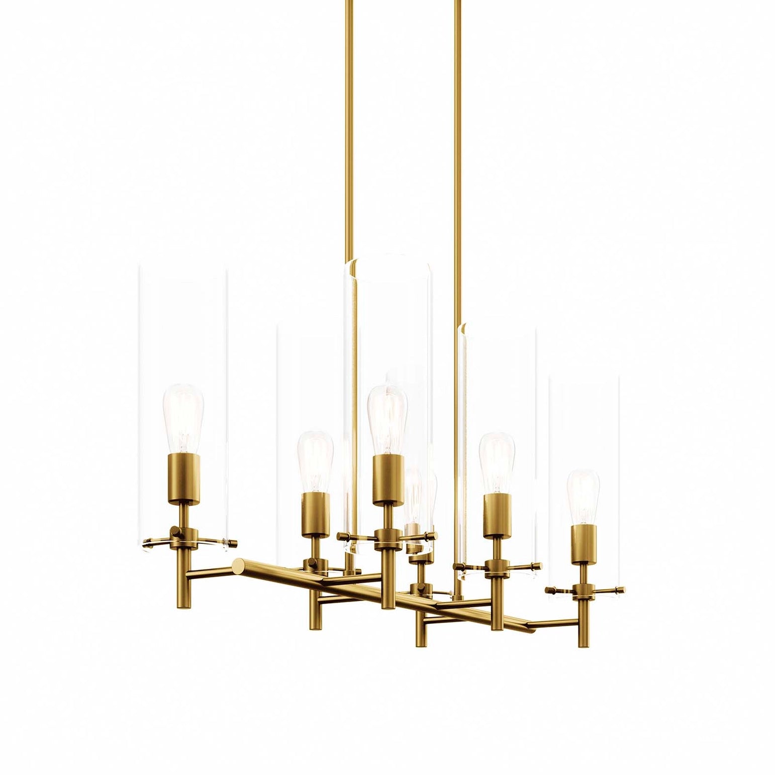 Honeyed Skylark chandelier, gold amber 6-light dining room light