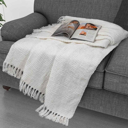 Kathy Ireland Oversized Chenille Fringed Basket Throw by Bed Bath Fashions — view 14