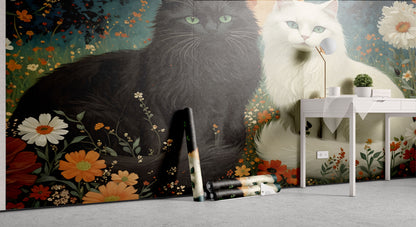 Chats fleuris