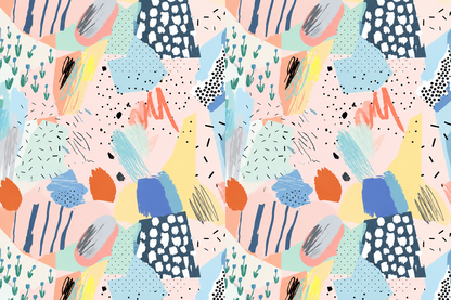 Pastel Collage Mosaic wallpaper shown in an interior setting